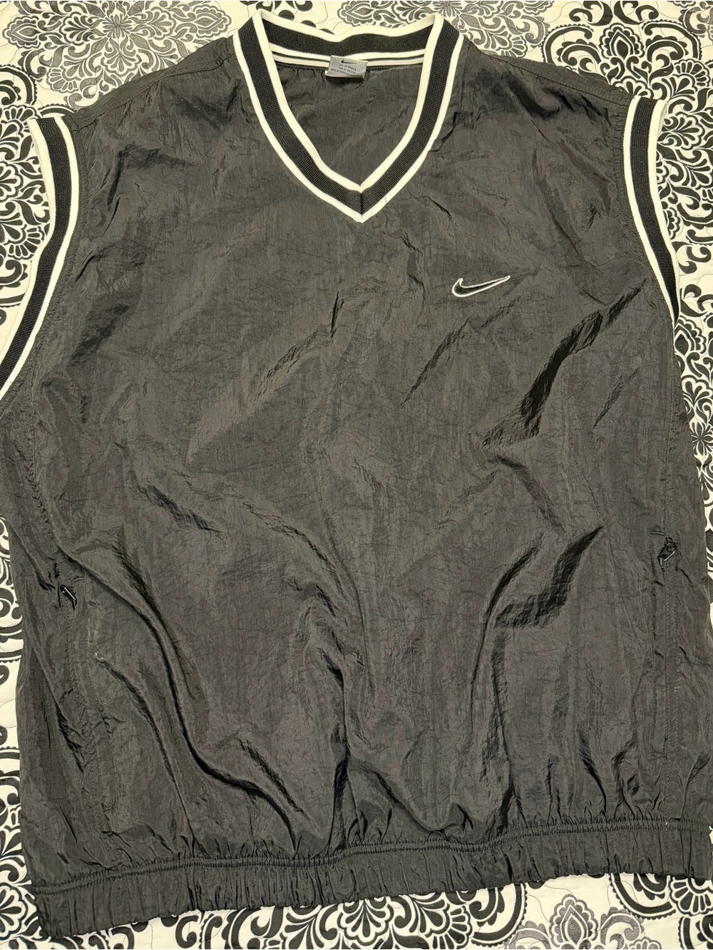 Vintage Nike Black Windbreaker Vest with White Trim